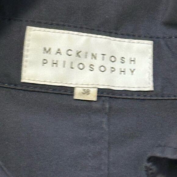 MACKINTOSH PHILOSOPHY WOMEN 38 TOSTER TRENCH COAT NAVY DRAWSTRING WAIST PACKABLE - Picture 7 of 11